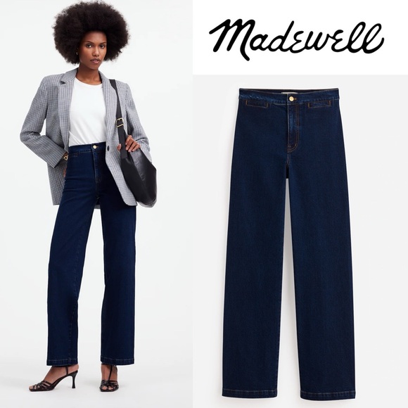 Madewell The Petite Emmett Wide Leg Jean: Welt Pocket Edition Leffers Wash 30 P - Picture 1 of 16